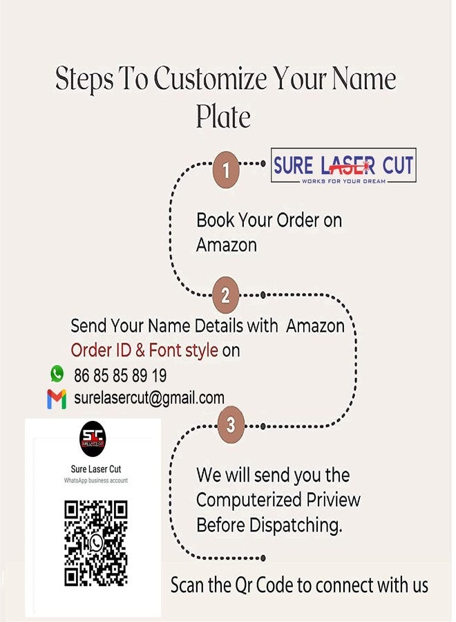 Sure Laser Cut | White and Golden Acrylic Name Plate | 15x30 cm | Luxurious Style | Home Entrance, Office Door, Apartment, Business Establishment - Image 2